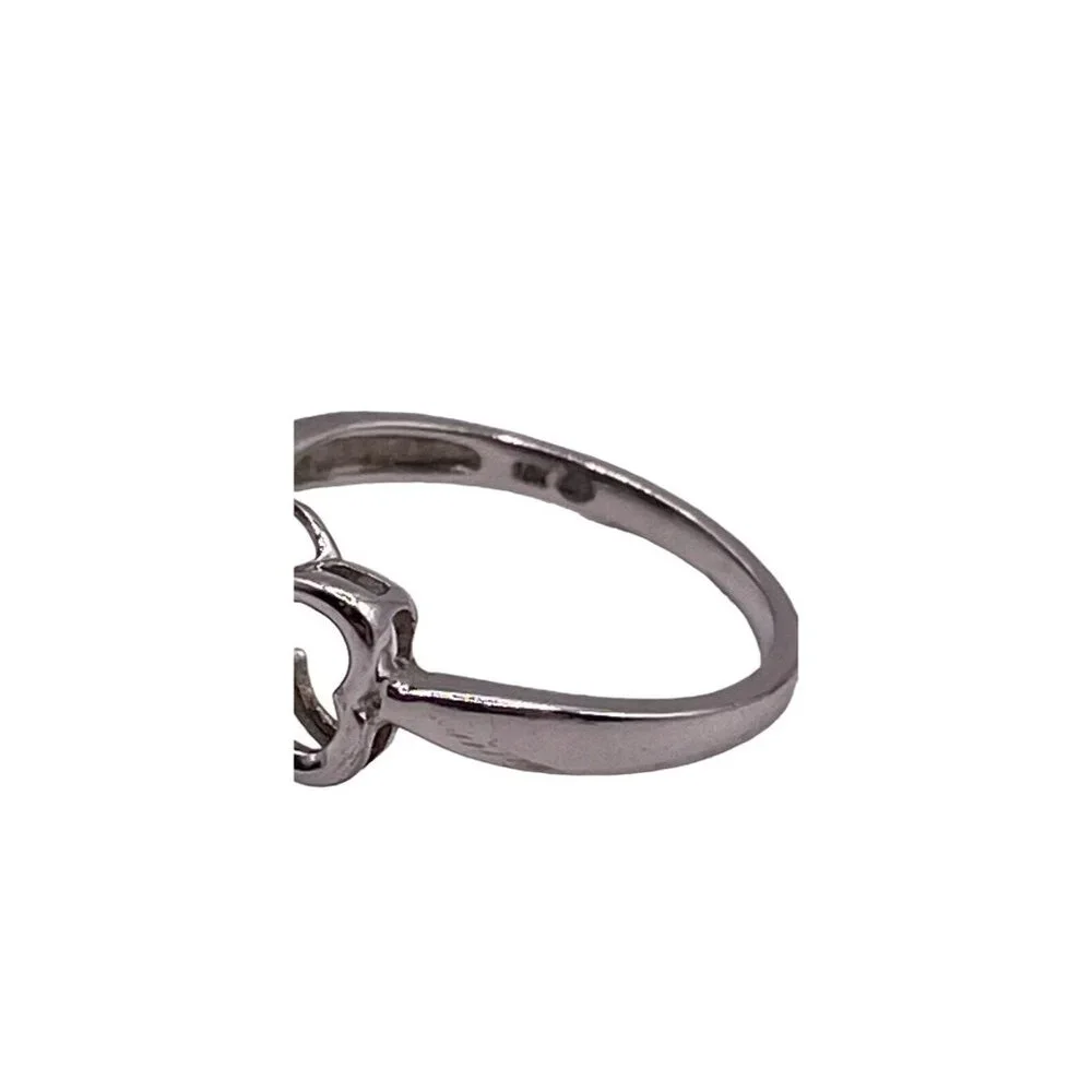 Diamond Linked Heart Promise Ring 10k‎ White Gold Size 6.5 Past Present Future
